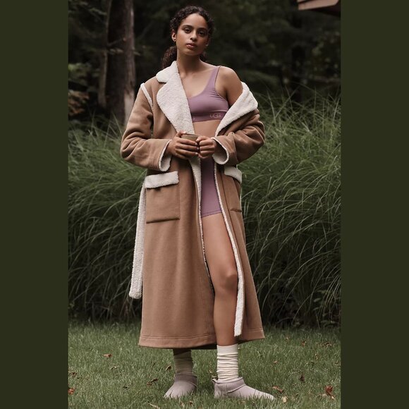 NEW UGG Sizes XS, S, M Women's Long Sleeve Classic Robe - Chestnut - Picture 4 of 4